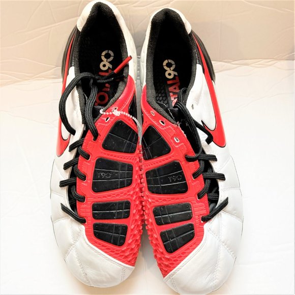 NWT Nike Soccer shoes Cleats Men 7.5 Total C-90 Laser III White Red 385426 main image 6